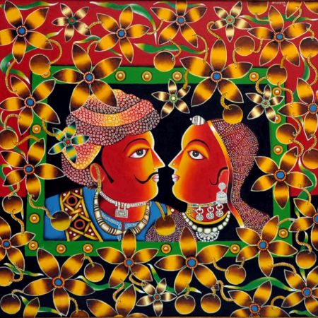 Love Affair Acrylic on Canvas Traditional Couple Painting